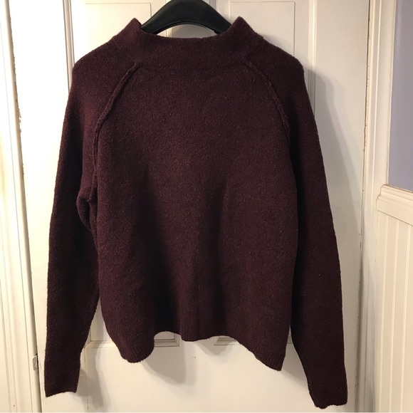 Free People Winding Ivy sweater XS/S Deep Merlot slouchy oversized mock neck - Picture 4 of 8